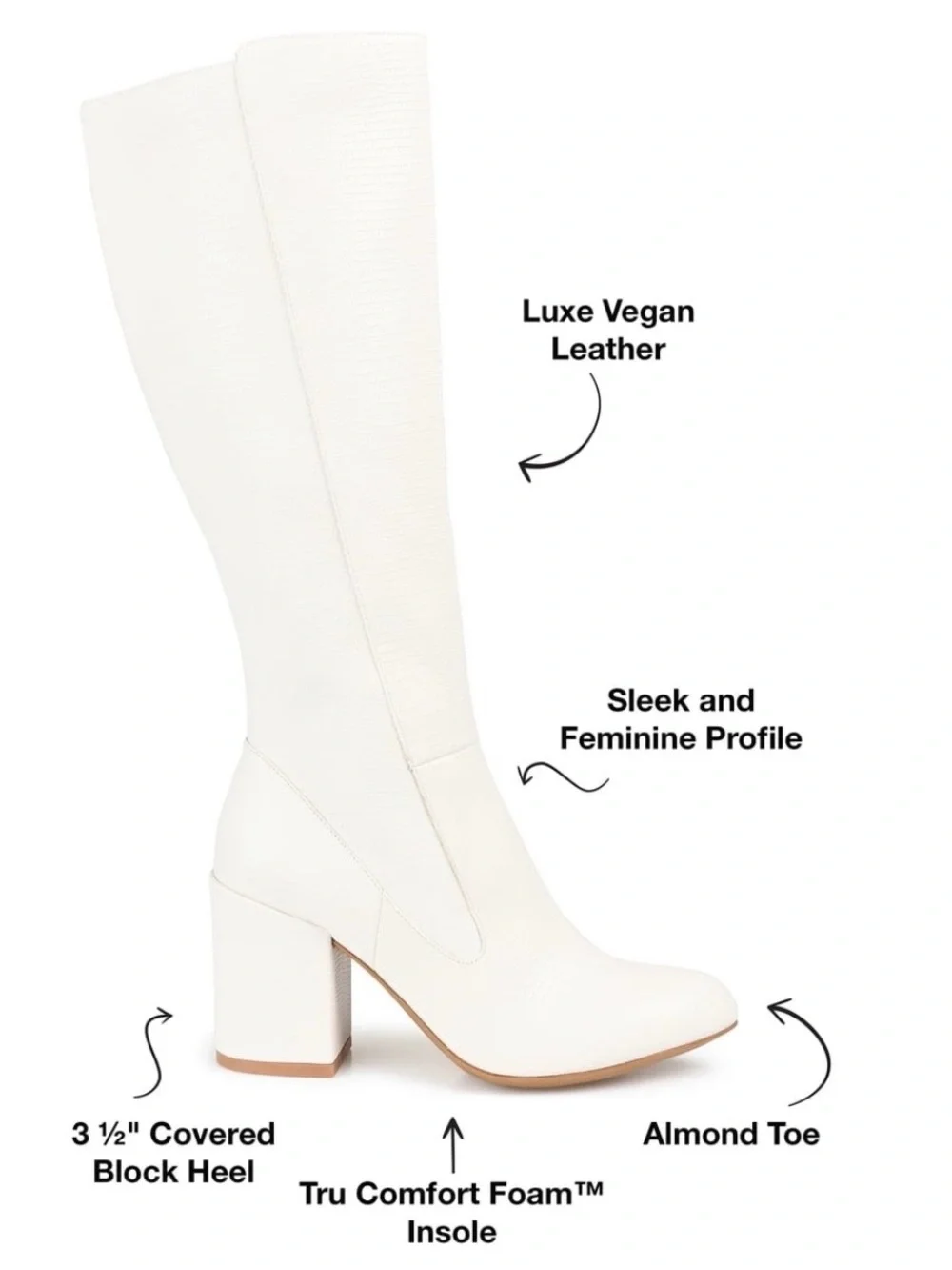 BRAND NEW Journee Collection Tavia Block Heel Knee High Boots White Size 10